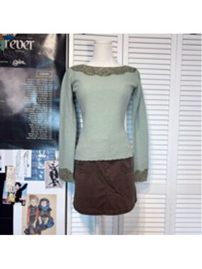 Brown denim mini skirt